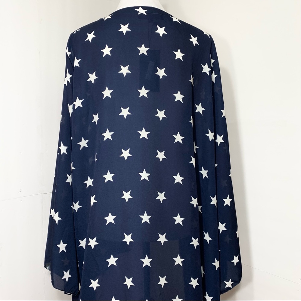 SOLD-NWT L&B {Boutique} Flag Star Kimono Duster Cardigan - Picture 5 of 10